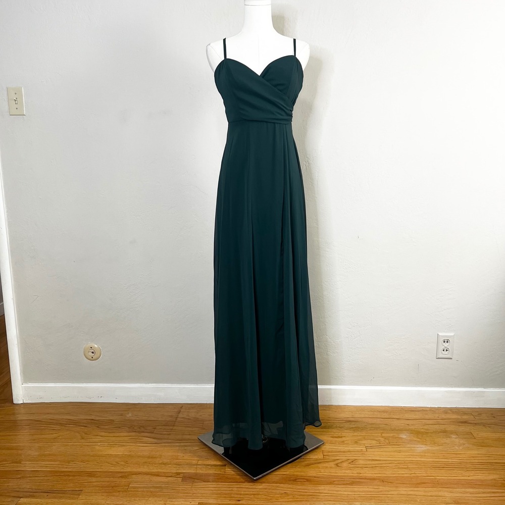 Lovely Formal Gown LB036 Dress Evergreen Chiffon Surplice Empire Maxi Size 4